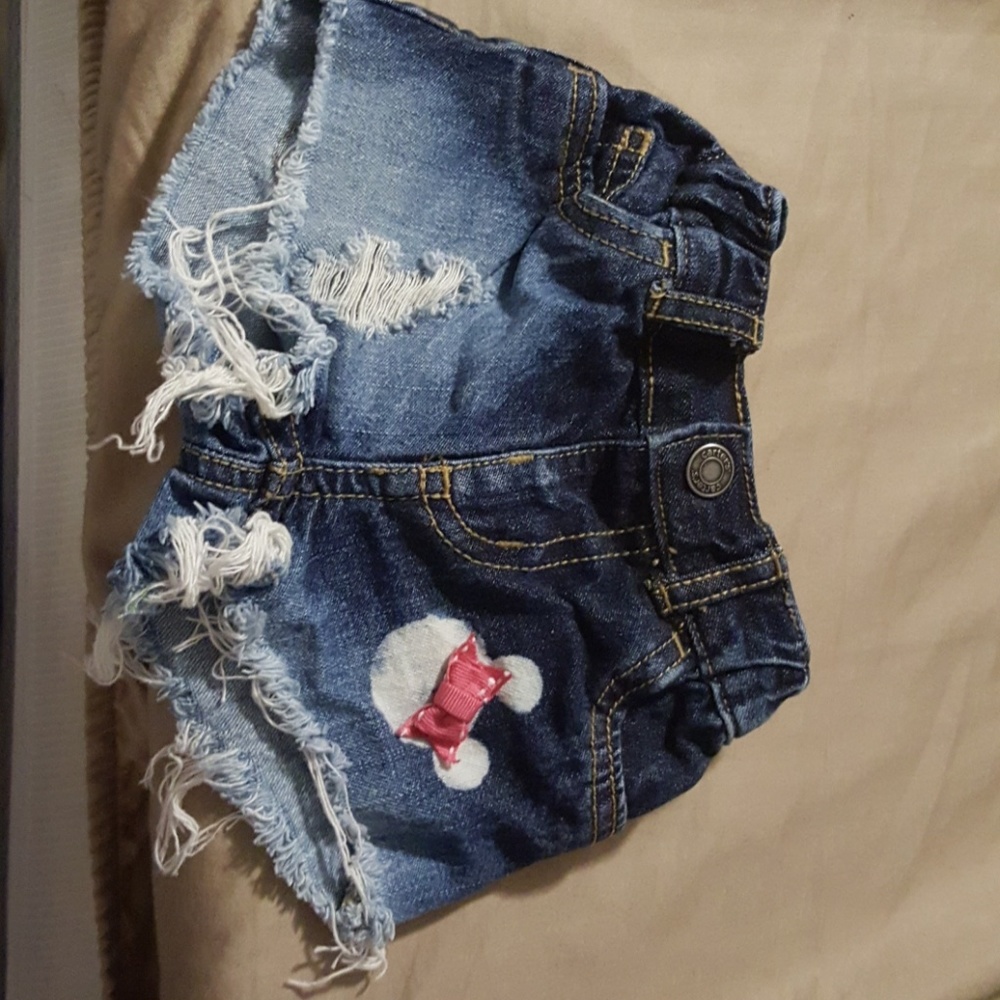 Custom made minnie mouse blue jean shorts